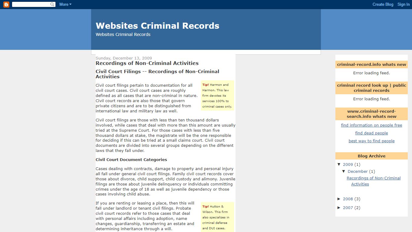 Websites Criminal Records